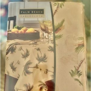 New in Package Palm Beach Palm Tree on Ecru Background Tablecloth 70” Round
